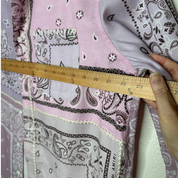 NWT Amiri Lavender Bandana Reconstructed Flannel Button Shirt XL - Picture 16 of 16